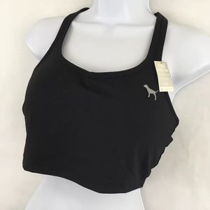 PINK Victoria’s Secret Crop Sports Bra Black Large